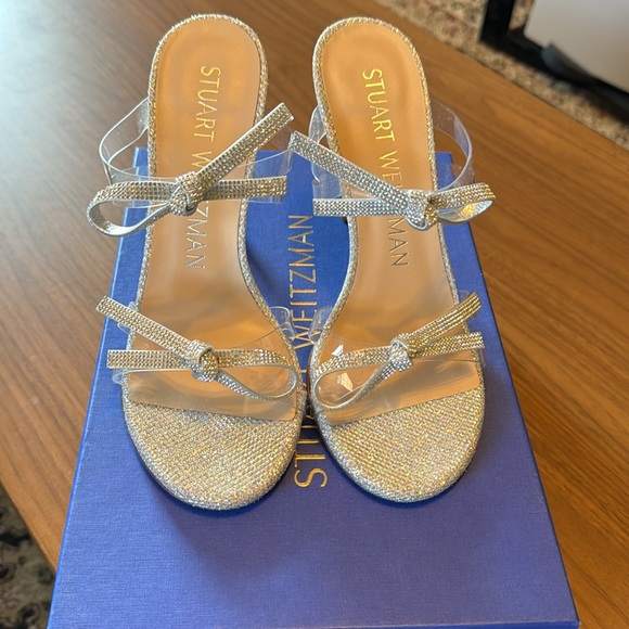 Stuart Weitzman Bow 100 slide Swarovski crystal sandal 6.5 b - Picture 3 of 8